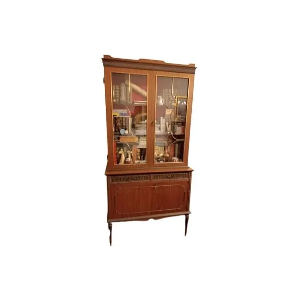 Vintage wooden showcase with internal shelves, image