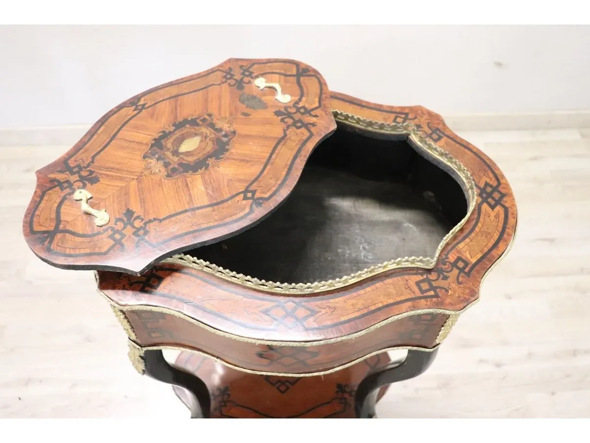 Tavolino vintage in bronzo dorato e legno ('800) 4
