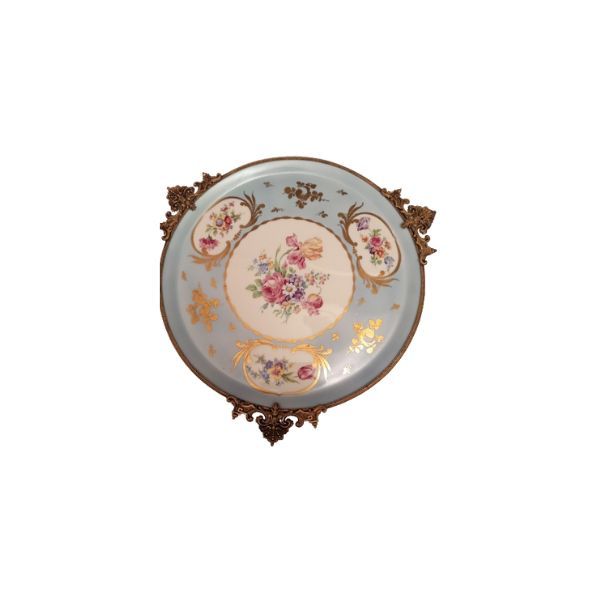 Floral decorated cake plate, Limoges image