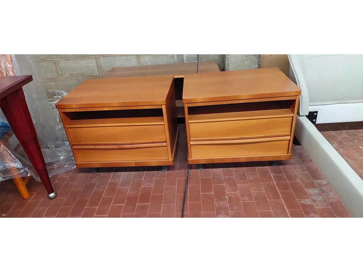 Set of 2 Zim bedside tables in walnut wood (brown), Giorgetti 1