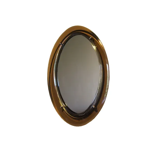 Vintage oval mirror in convex glass and studs (1970s) image