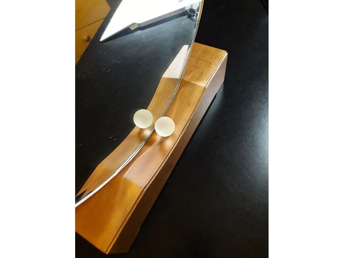 Vizi & C table mirror in glass and wood, Rimadesio 2