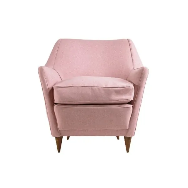 Vintage armchair in pink fabric (1950s), image