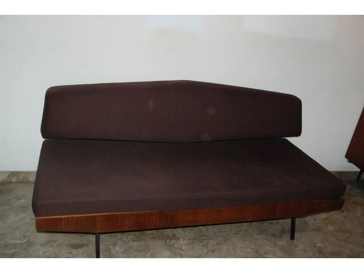 Brown vintage sofa bed (1960s), 1