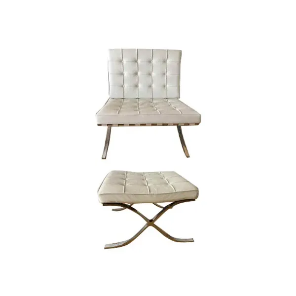 Barcellona armchair + pouf set by Mies van der Rohe, Alivar image