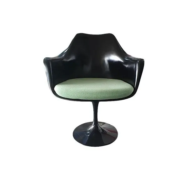 Tulip chair with swivel armrests in aluminum (black), Knoll 5