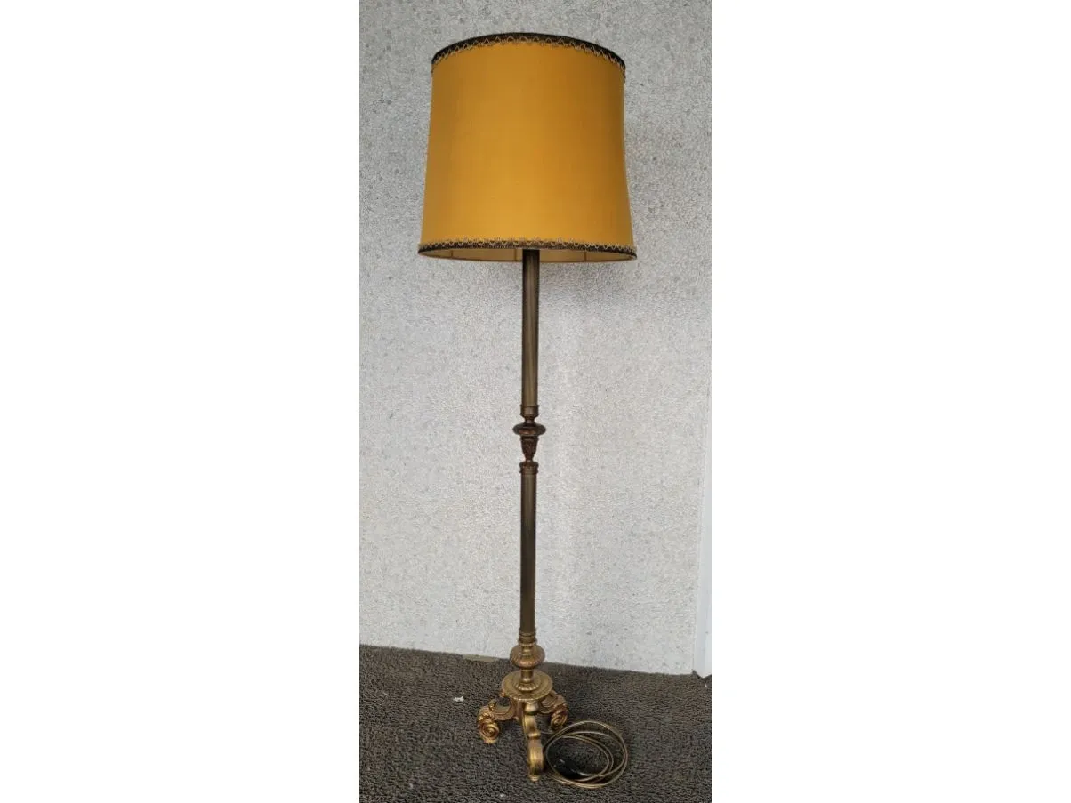 Lampada da terra in ottone e tessuto vintage (anni'50),  1