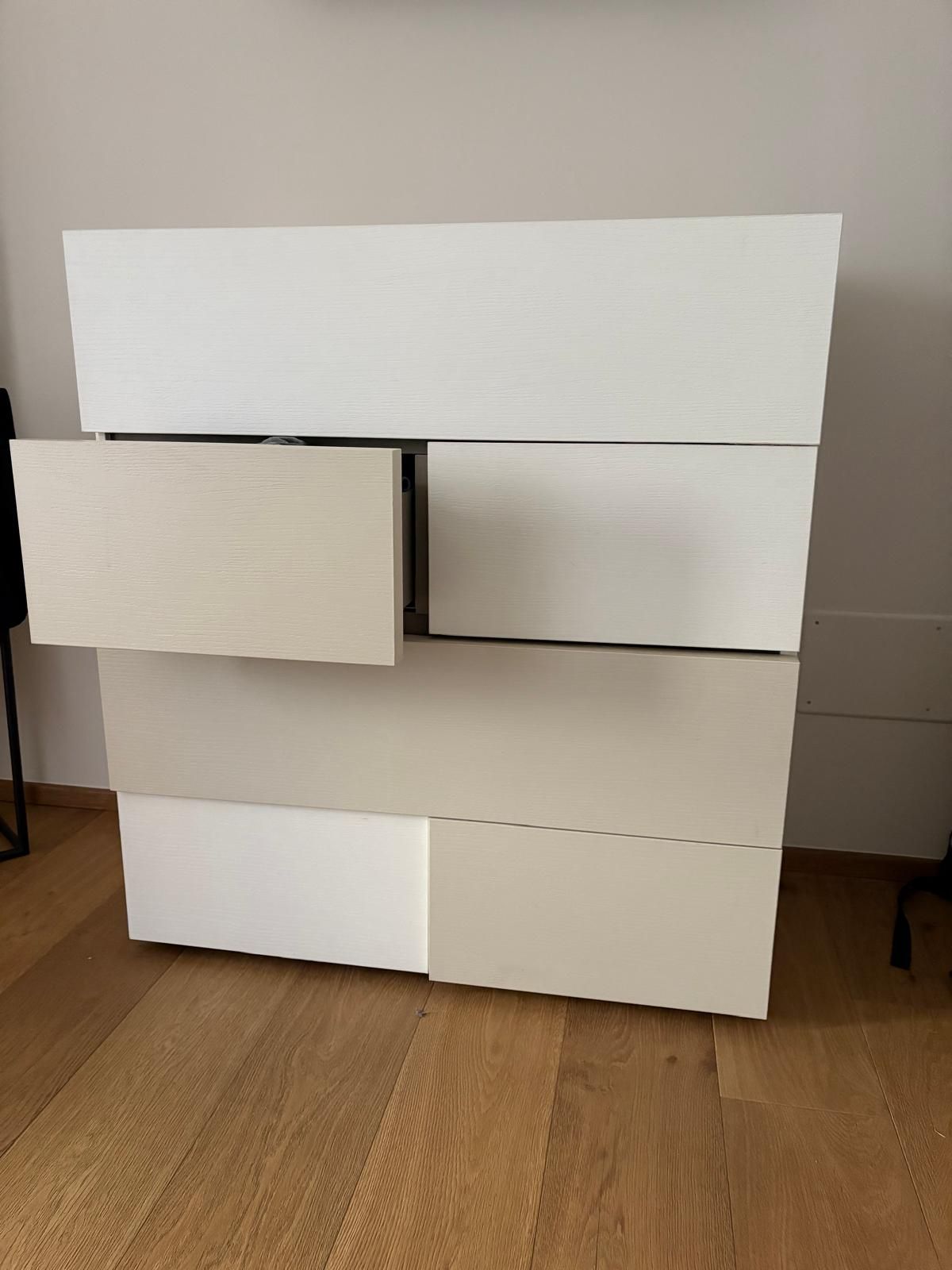 6 Drawer Dresser White/Beige – Bedroom Chest of Drawers Front