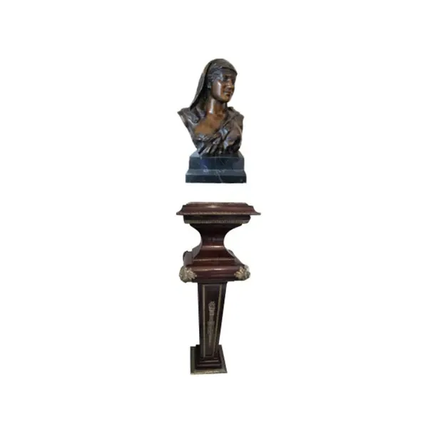 Colonna con busto in bronzo e legno Stile Impero vintage image