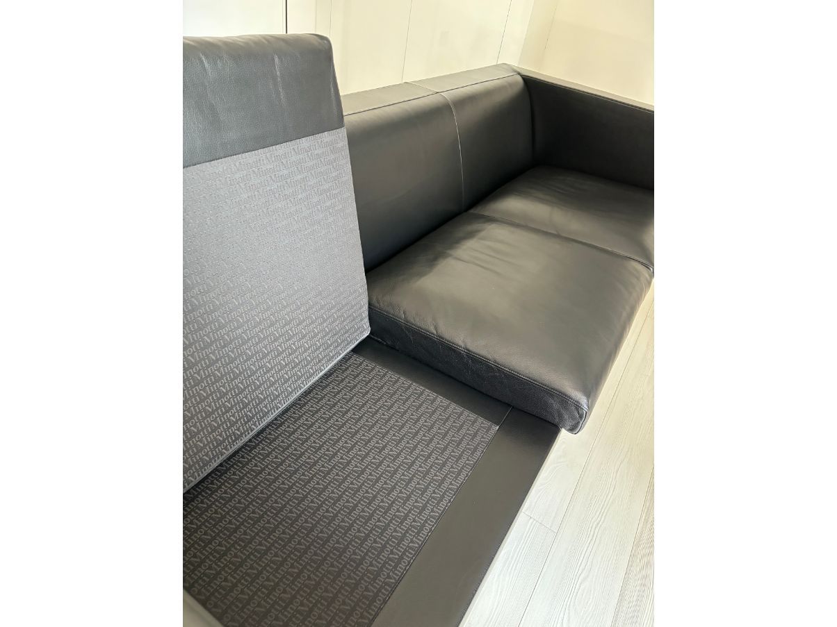 3-seater sofa in black eco-leather, Minotti Brand
