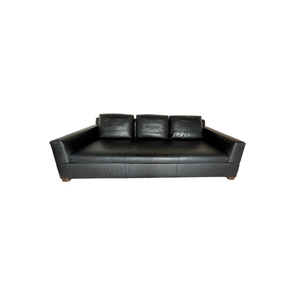 Modern 3 seater sofa in black leather, Minotti image