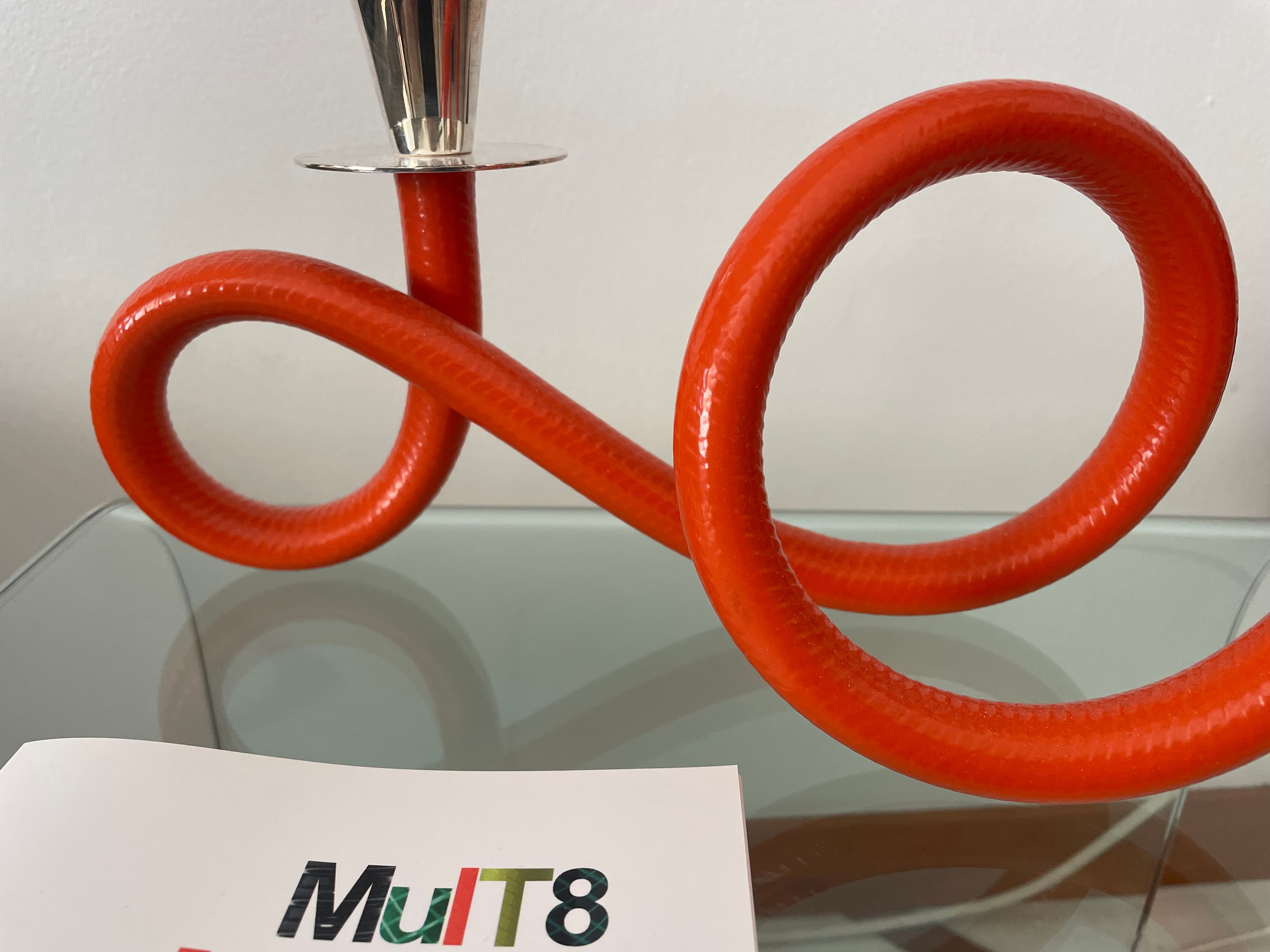 Candeliere MulT8 in argento e pvc arancione, De Vecchi Front