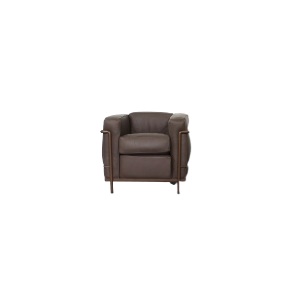 Lc2 armchair in brown leather, Cassina image