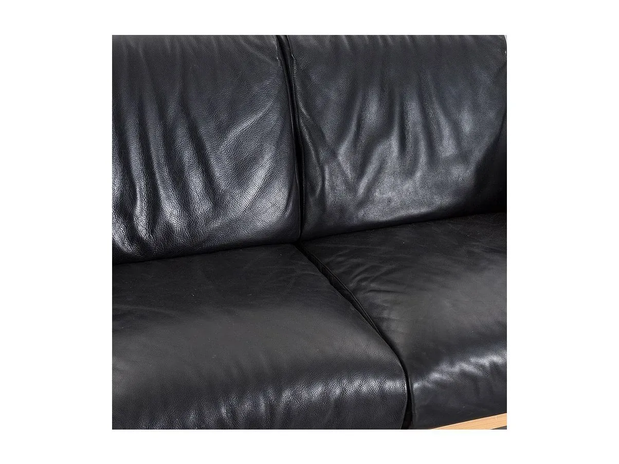 Razius 3-seater sofa in vintage black leather ('800), Matteo Grassi 6