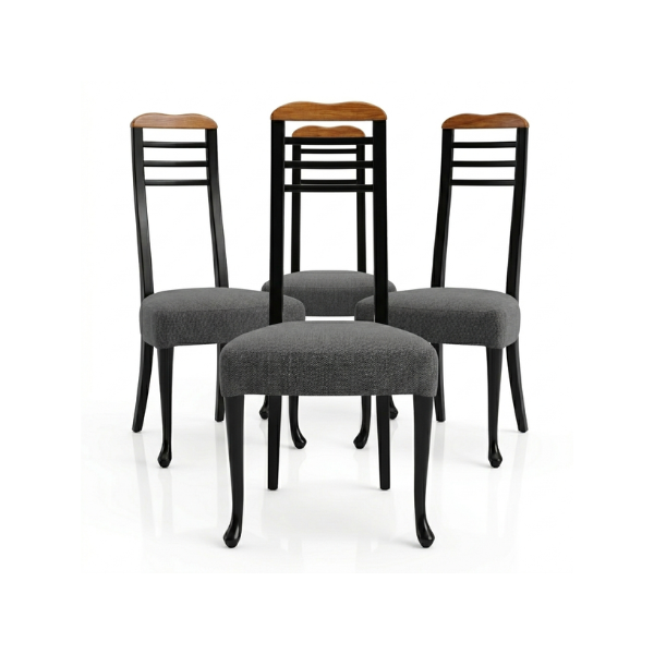 Ensemble de 4 chaises en bois laqué et tissu (années 70) image