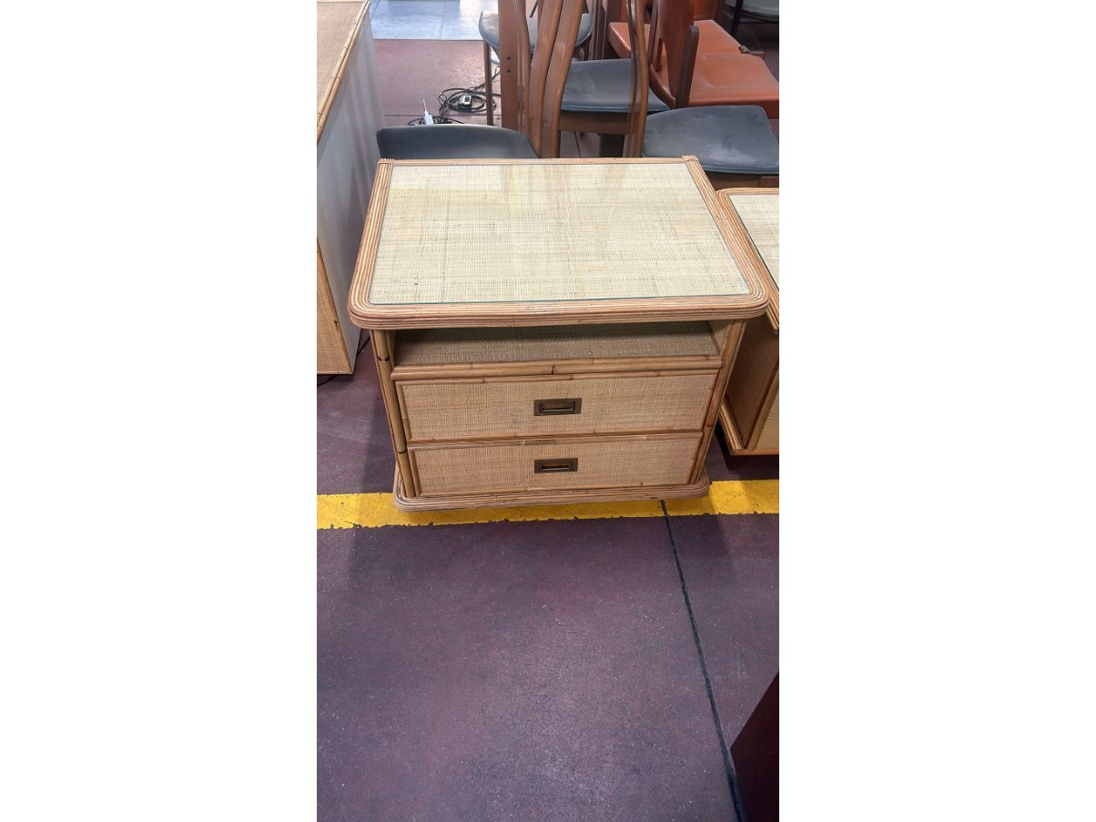 Comodino in legno rattan e vimini (anni '70), Vivai del Sud Front