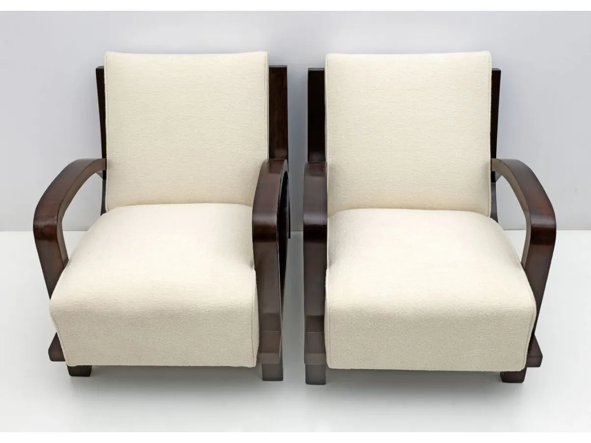 Set of 2 vintage bouclé armchairs (1930s), image