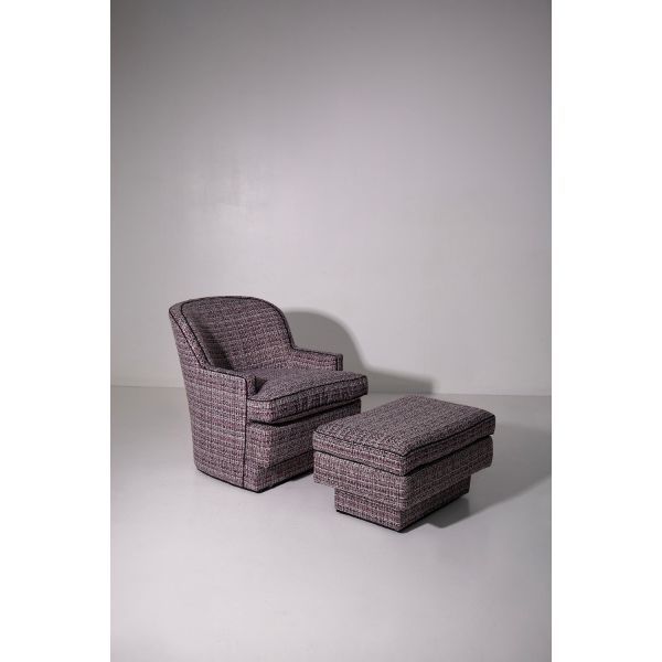Set di poltrona e pouf in stile Hollywood Regency (anni '60), image