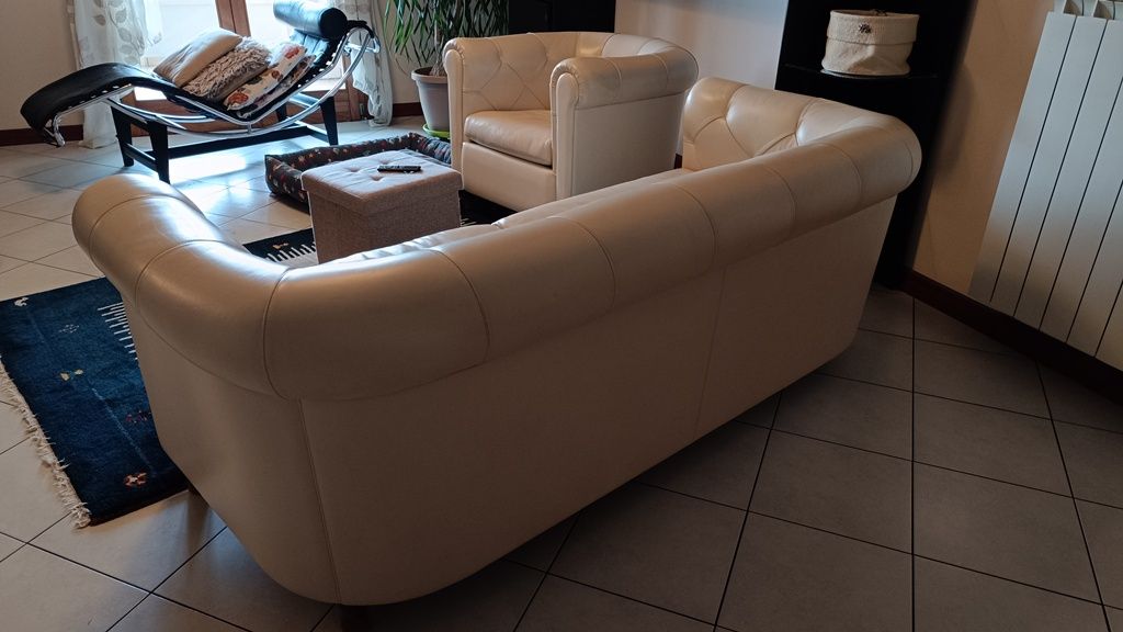 Divano 2 posti Arcadia in pelle panna Side