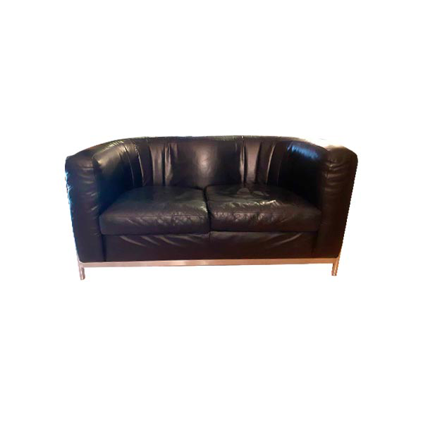 Onda 2 seater sofa in metal and leather (black), Zanotta image