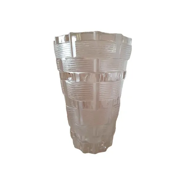 Vintage vase in frosted and transparent glass, Lalique 