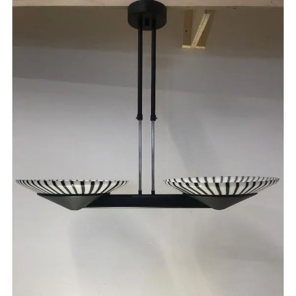 Lampada a sospensione di Murano in vetro nero e bianco, ITre 
