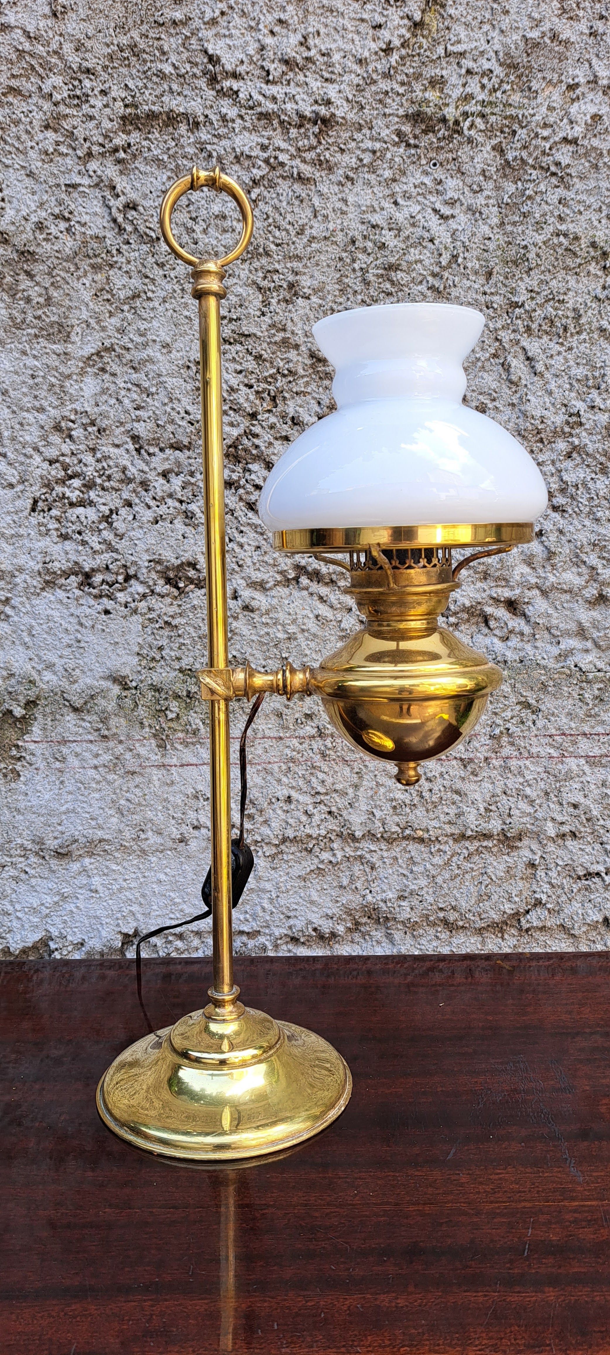 LAMPADA DA TAVOLO Vintage In Ottone E Vetro Abatjour Anni 70