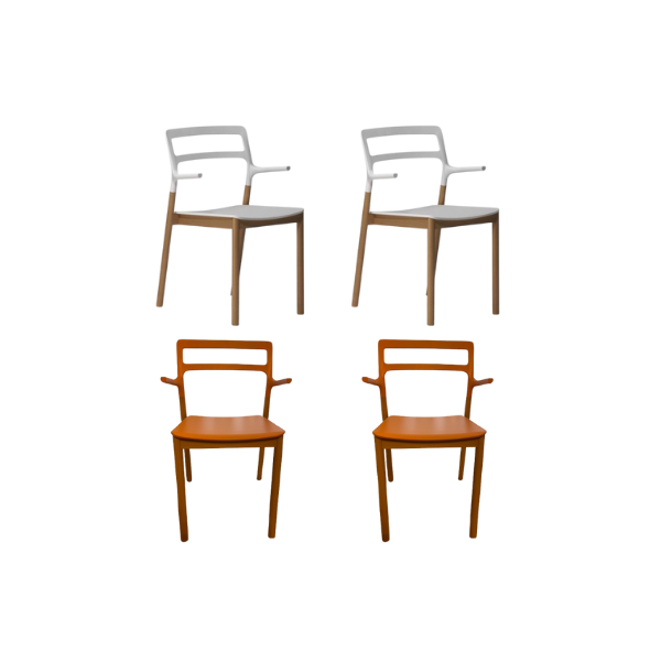 Set di 4 sedie impilabili Florinda bianche e arancioni di Monica Förster, DePadova image