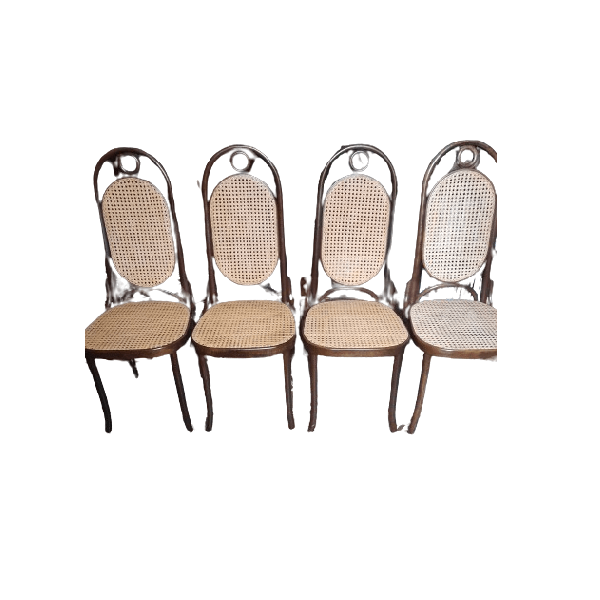 Set of 4 Long John chairs in walnut color, Italcomma image