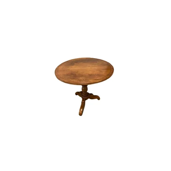 Round coffee table in vintage walnut (19th century), image