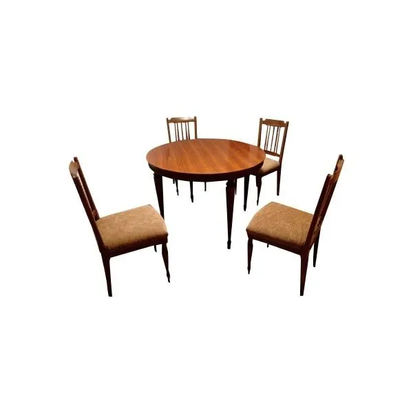 Vintage round table and 4 chairs set, image