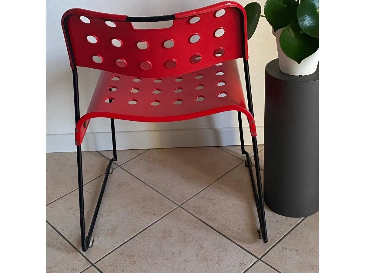 Vintage red Omstak chair (1970s), Bieffeplast 3