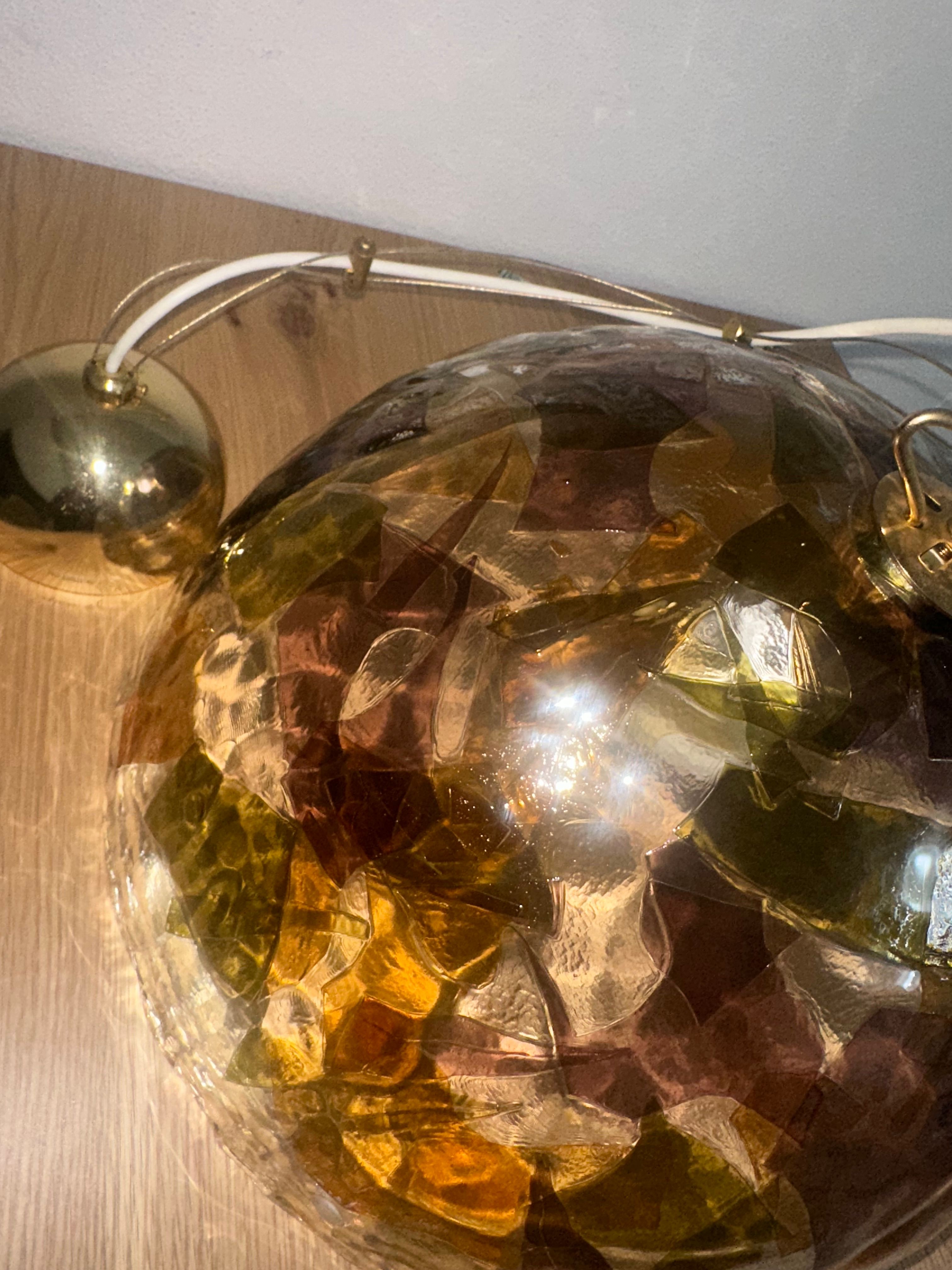 Lámpara de techo vintage de cristal de Murano Details