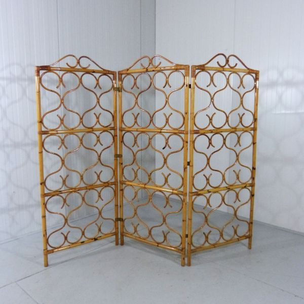 Paravento pieghevole in rattan (anni '60), image