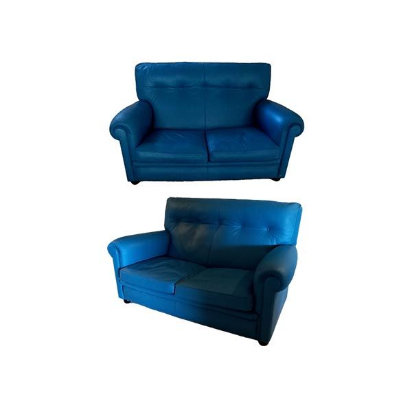 Set of 2 Leonardo sofas in blue leather, Poltrona Frau image