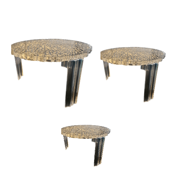 Set of 3 coffee tables 3 transparent T-Tables, Kartell image