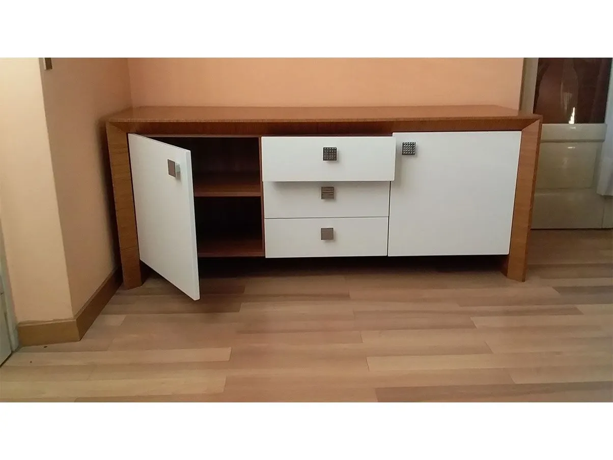 Madia Praha con 2 ante e 3 cassetti legno teak, Teknodesign 5