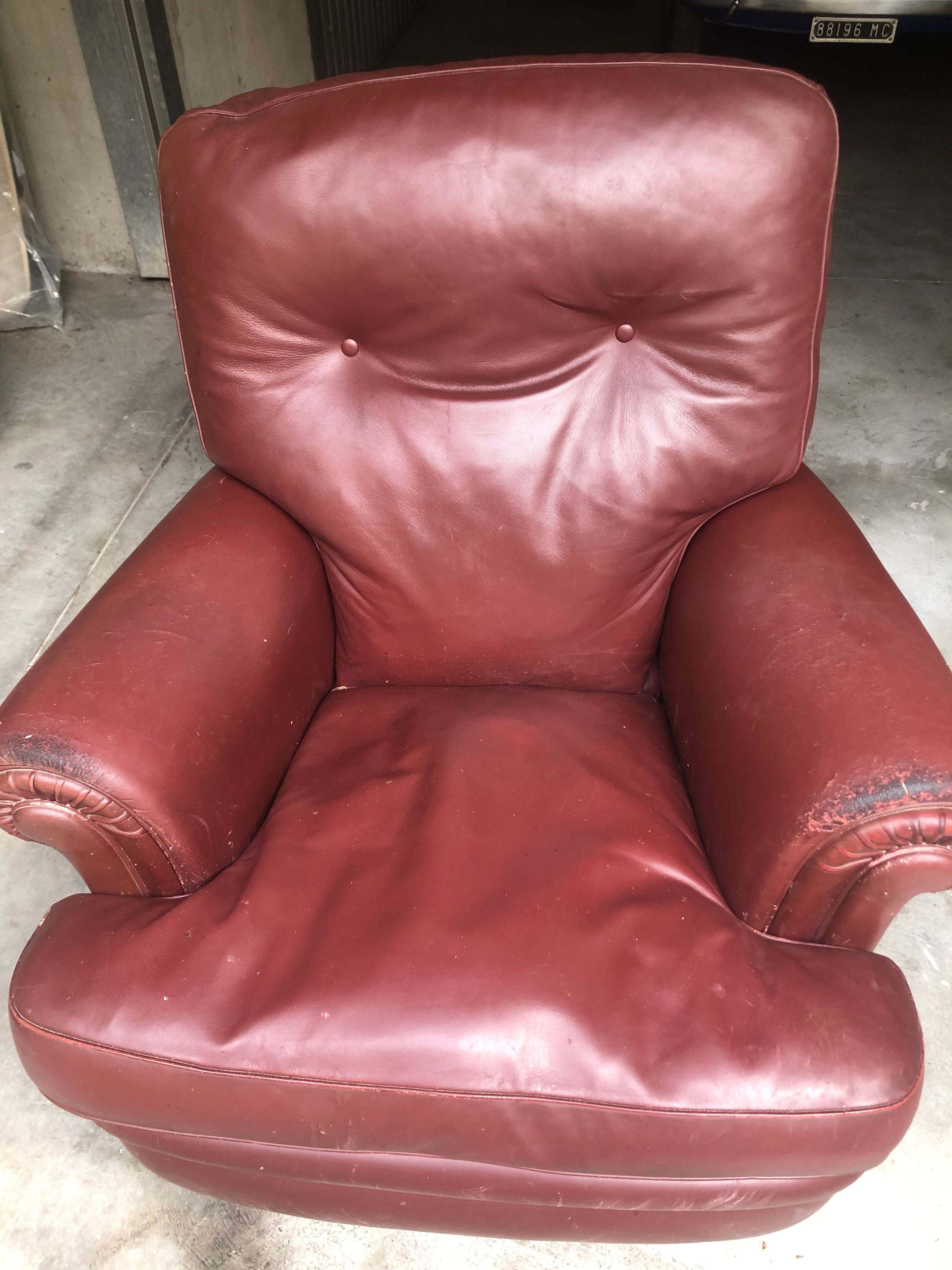 Vintage Ledersofa Set mit 2-Sitzer Couch und 2 Sesseln Brand