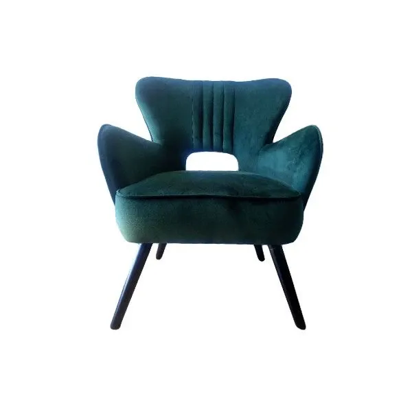 Adila armchair with velvet armrests (green), Bizzotto image