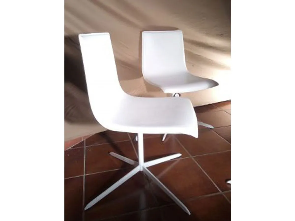 Set 4 Ice chairs in leather (white) 5