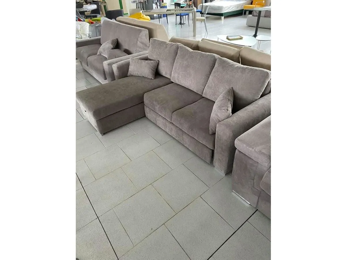 Schlafsofa mit Ottomane und Bettkasten (grau) 