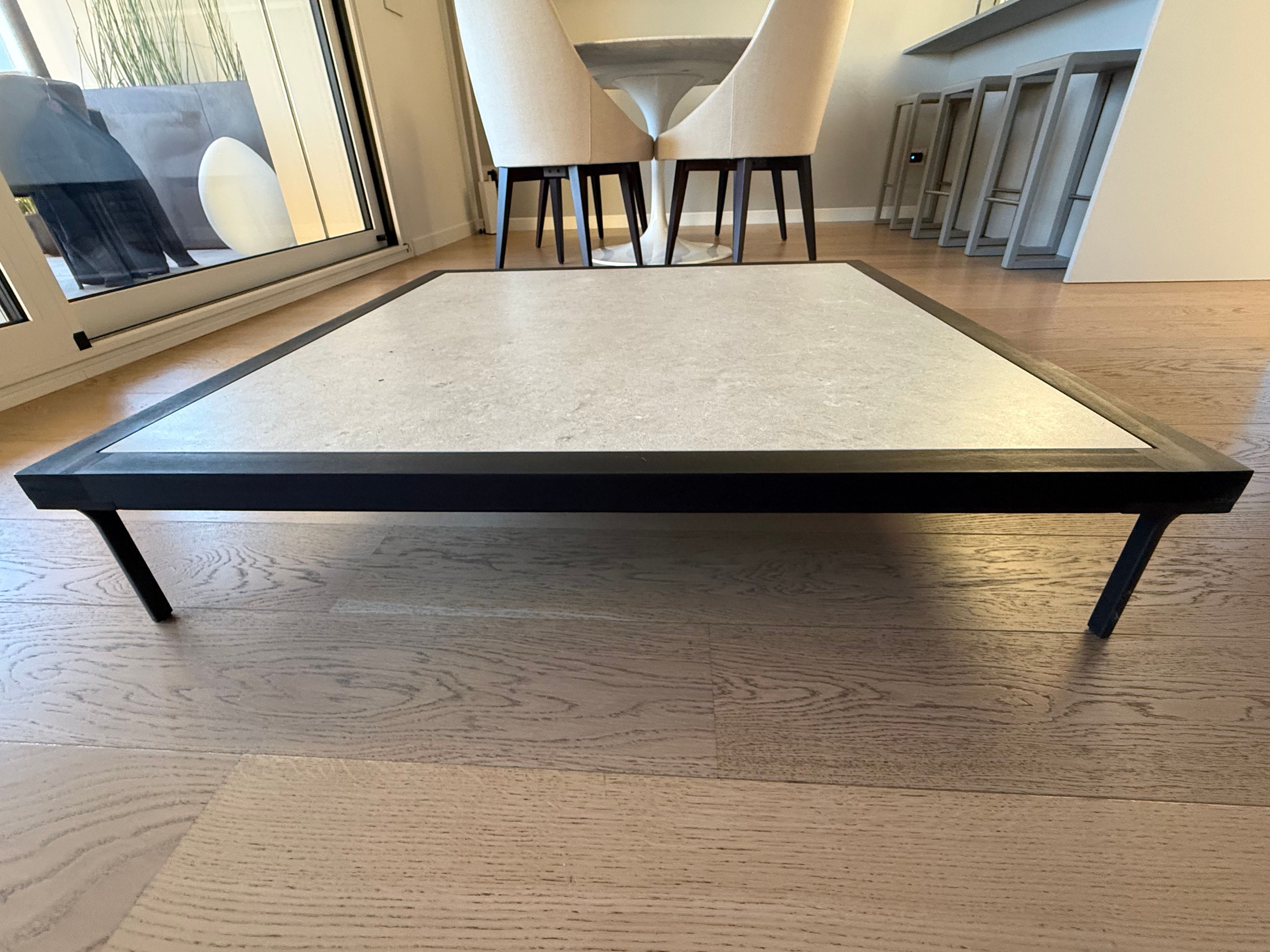 CleoSoft Wood Coffee Table in Porcelain Stoneware and Rosewood Front
