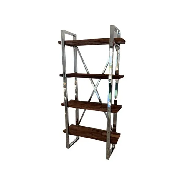 Stanton bookcase in stainless steel and wood, Bizzotto image