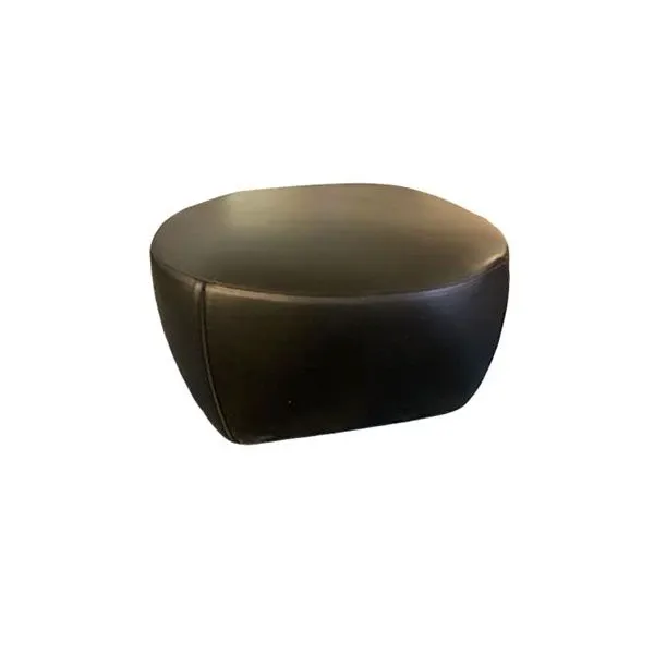 Capri footrest pouf in leather with stitching (black), Minotti image