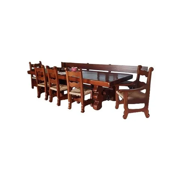 Set tavolo 5 poltroncine e 1 panca in legno, Fonte del rustico Boella image