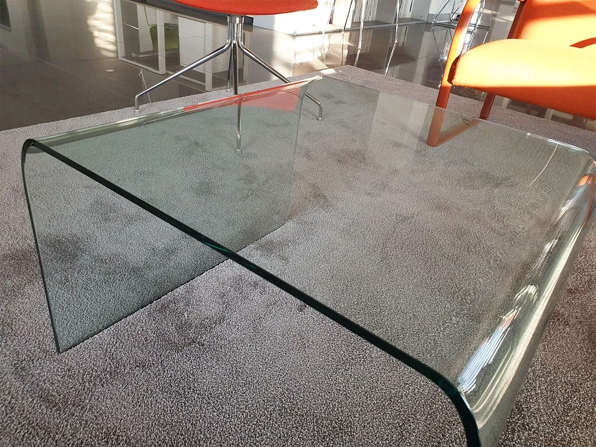 Ponte coffee table in transparent curved glass, Fiam 3
