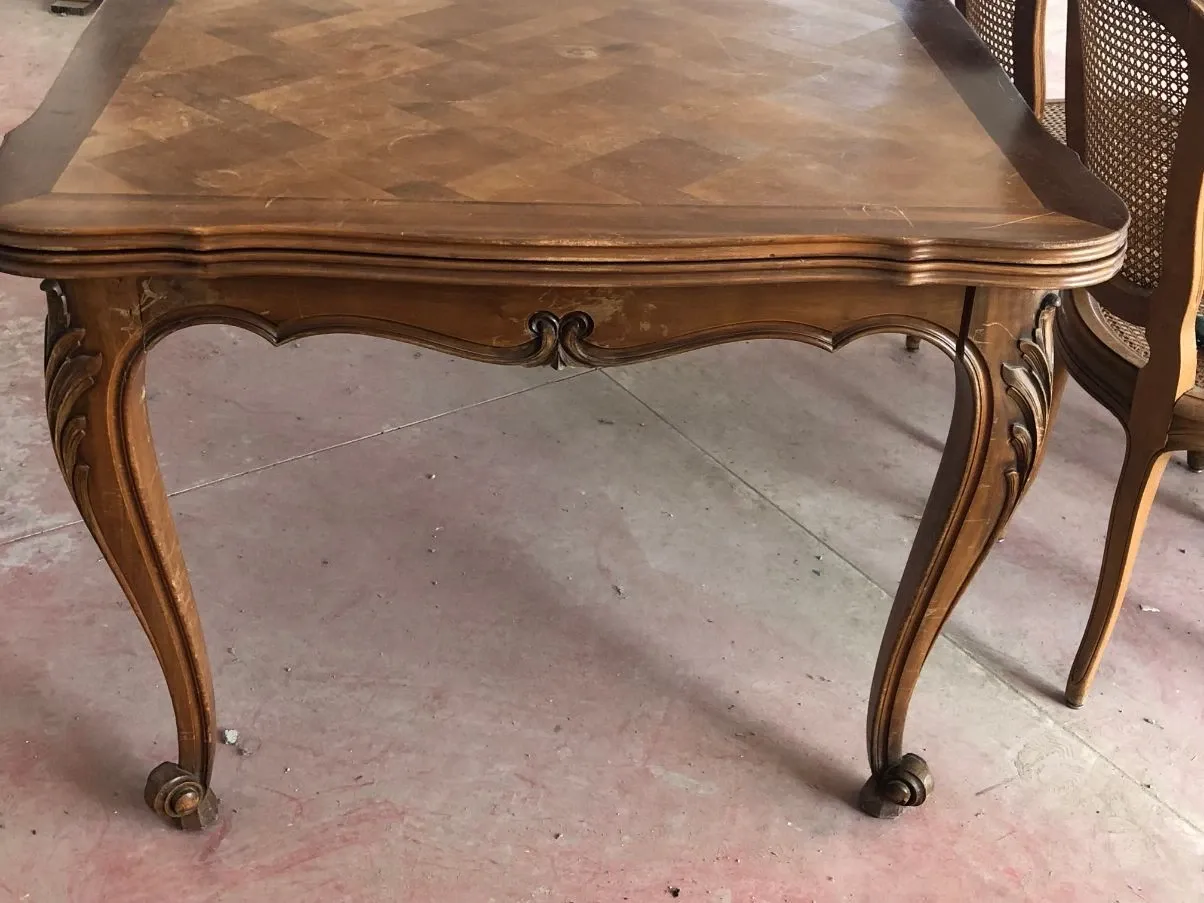 Tavolo in legno marrone vintage ('800), 2