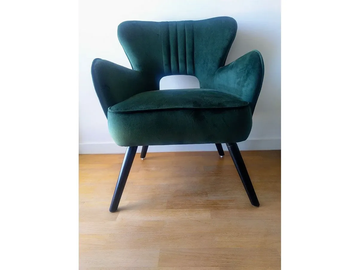 Poltrona Adila con braccioli in velluto (verde), Bizzotto 4
