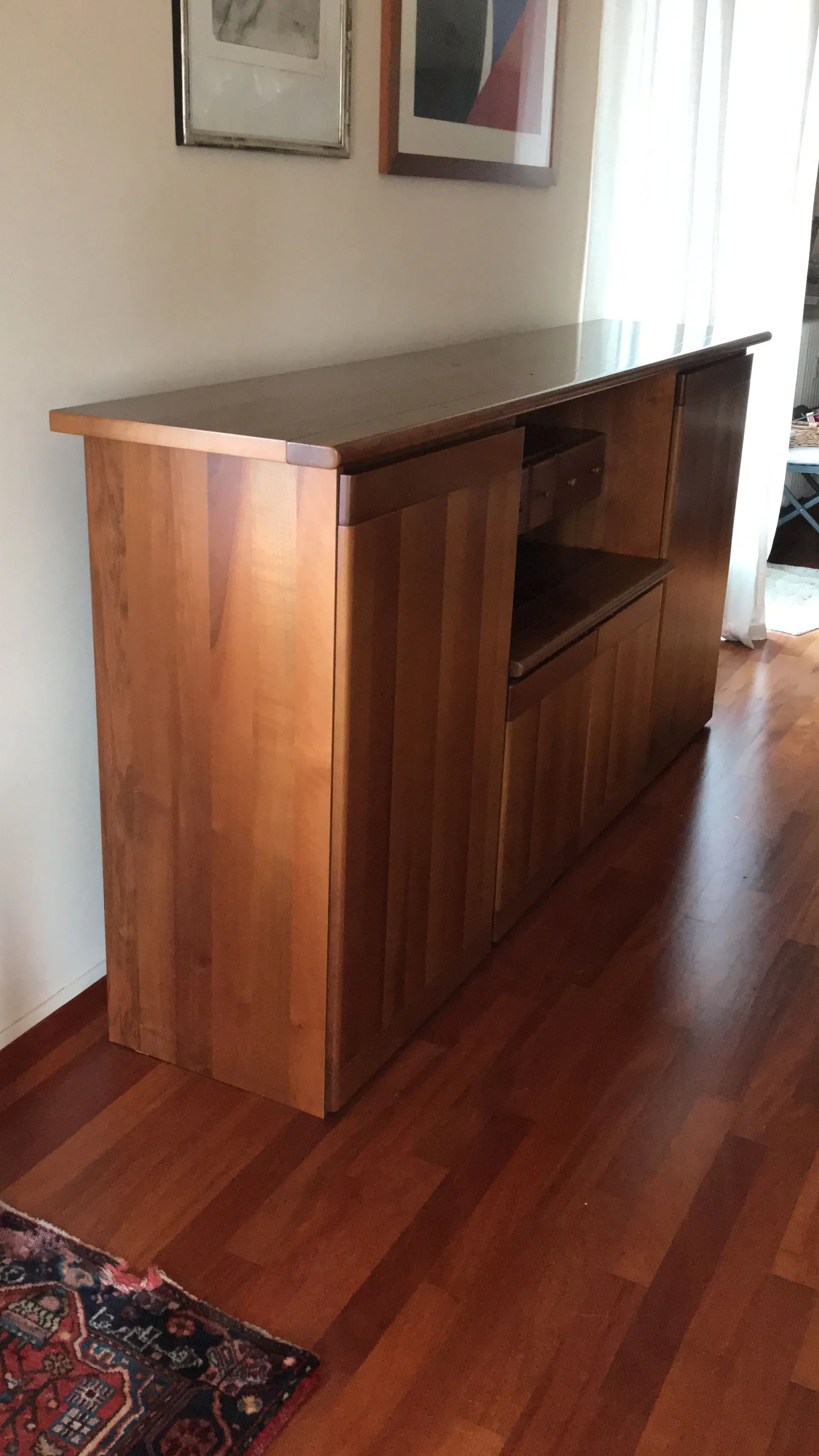 80s sideboard with three modules in walnut 1
