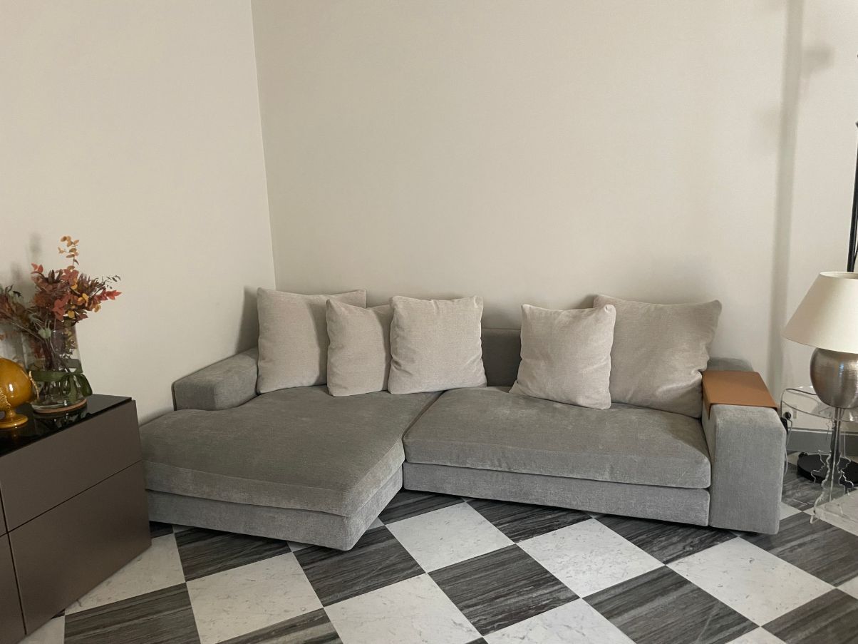 4-Seater Grey Fabric Sofa Front